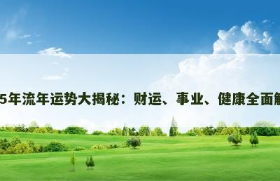 2025年流年运势大揭秘：财运、事业、健康全面解析！