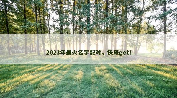 2023年最火名字配对，快来get！