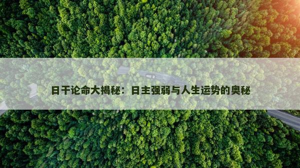 日干论命大揭秘：日主强弱与人生运势的奥秘