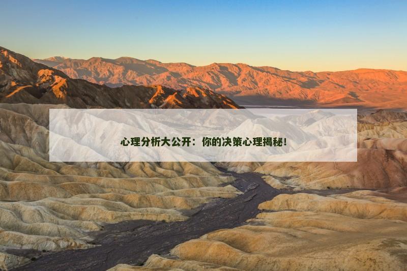 心理分析大公开：你的决策心理揭秘！