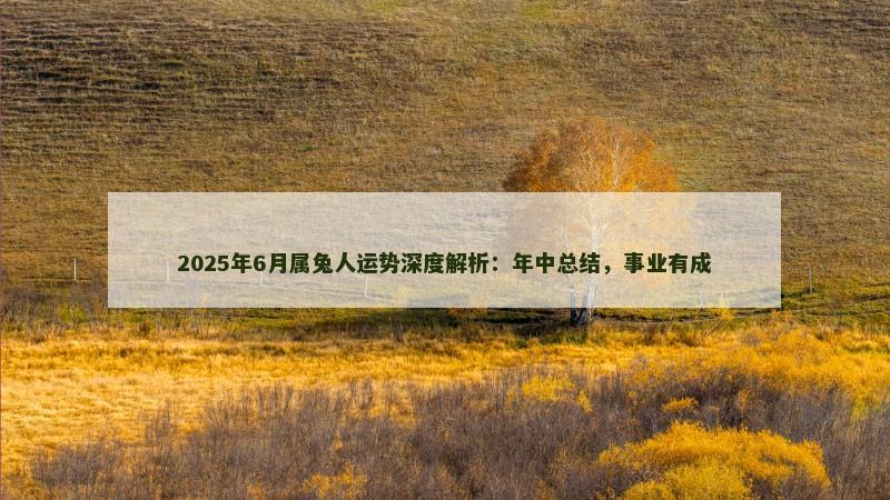 2025年6月属兔人运势深度解析：年中总结，事业有成