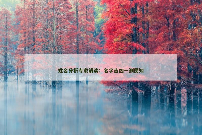 姓名分析专家解读：名字吉凶一测便知