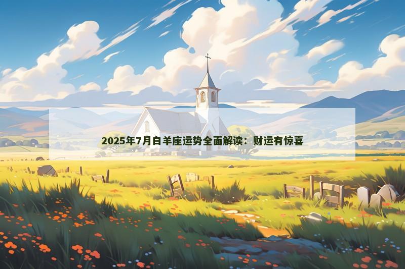 2025年7月白羊座运势全面解读：财运有惊喜