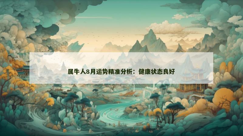 属牛人8月运势精准分析：健康状态良好