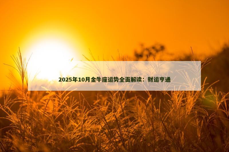 2025年10月金牛座运势全面解读：财运亨通