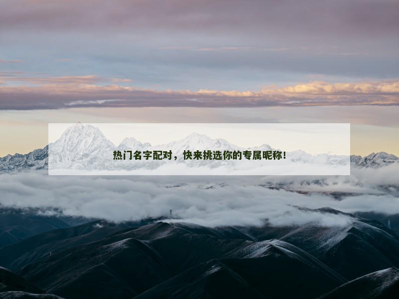 热门名字配对，快来挑选你的专属昵称！