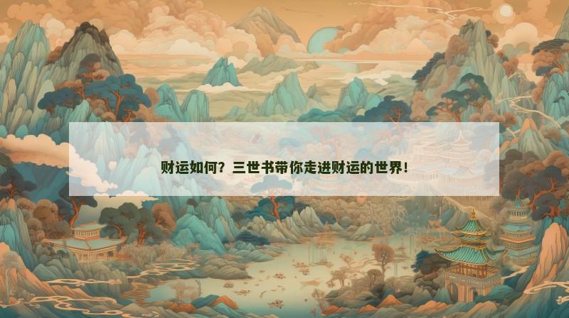 财运如何？三世书带你走进财运的世界！