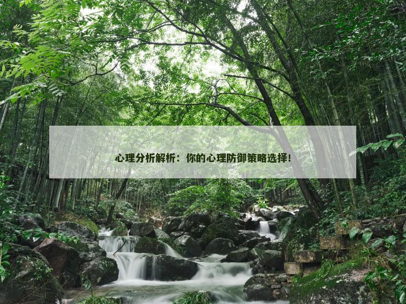 心理分析解析：你的心理防御策略选择！