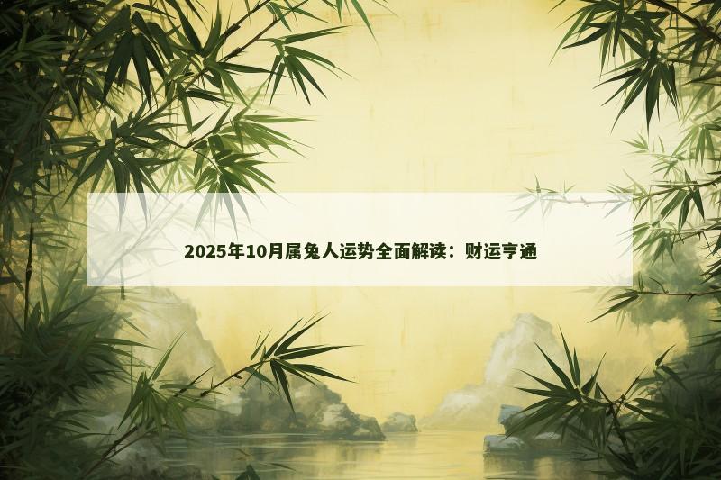 2025年10月属兔人运势全面解读：财运亨通