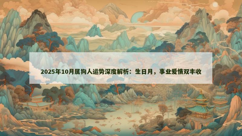 2025年10月属狗人运势深度解析：生日月，事业爱情双丰收