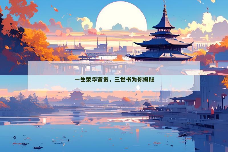 一生荣华富贵，三世书为你揭秘