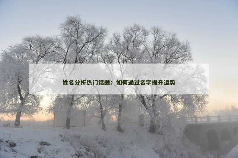 姓名分析热门话题：如何通过名字提升运势