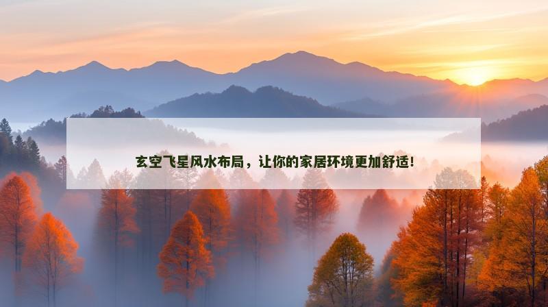 玄空飞星风水布局，让你的家居环境更加舒适！