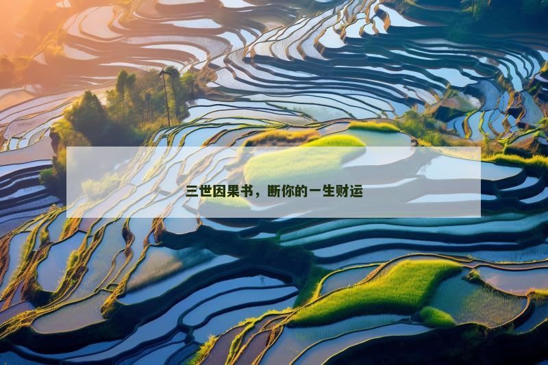 三世因果书，断你的一生财运