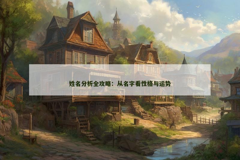 姓名分析全攻略：从名字看性格与运势