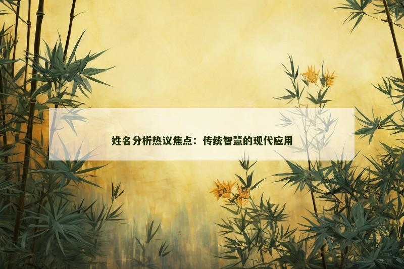 姓名分析热议焦点：传统智慧的现代应用