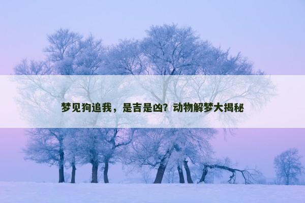 梦见狗追我,是吉是凶?动物解梦大揭秘 梦见狗追我,是吉是凶?动物解梦大揭秘
