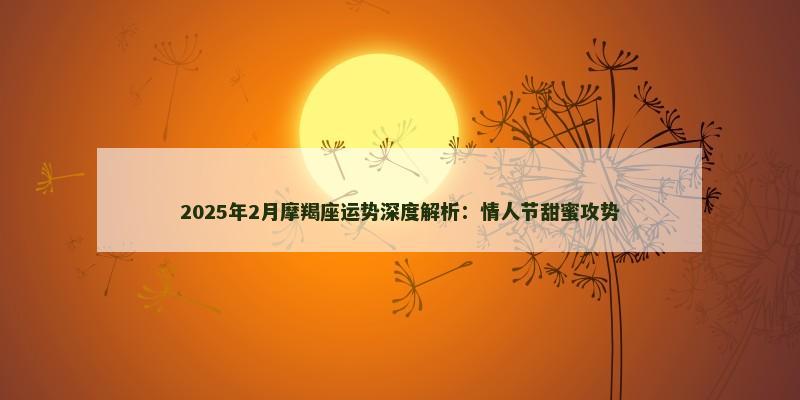 2025年2月摩羯座运势深度解析:情人节甜蜜攻势 2025年2月摩羯座运势深度解析:情人节甜蜜攻势