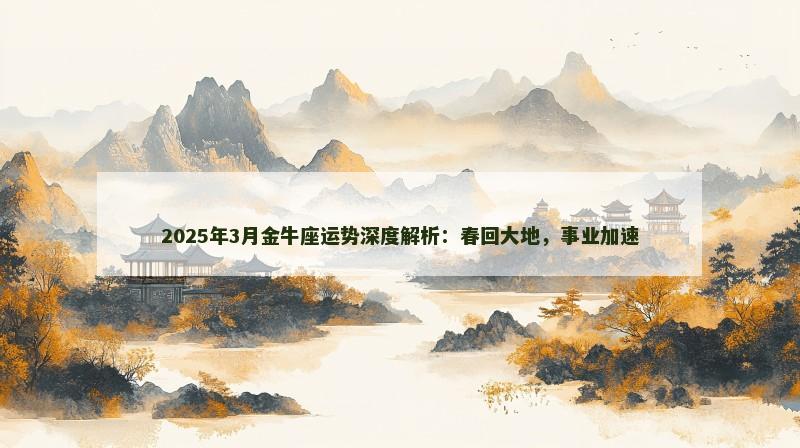 2025年3月金牛座运势深度解析:春回大地,事业加速 2025年3月金牛座运势深度解析:春回大地,事业加速