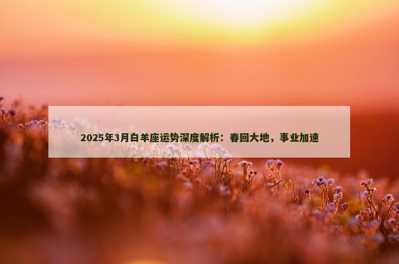 2025年3月白羊座运势深度解析:春回大地,事业加速 2025年3月白羊座运势深度解析:春回大地,事业加速