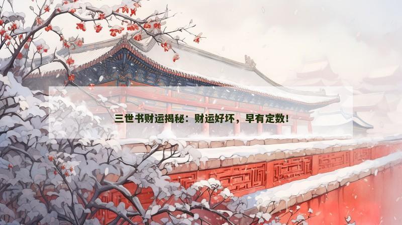 三世书财运揭秘:财运好坏,早有定数! 三世书财运揭秘:财运好坏,早有定数!
