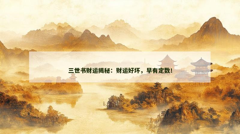 三世书财运揭秘:财运好坏,早有定数! 三世书财运揭秘:财运好坏,早有定数!