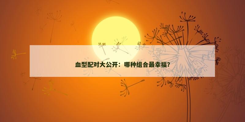 血型配对大公开:哪种组合最幸福? 血型配对大公开:哪种组合最幸福?