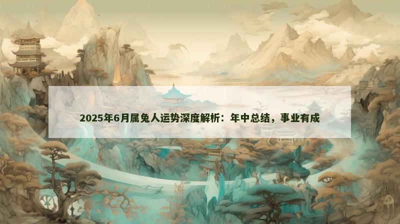 2025年6月属兔人运势深度解析:年中总结,事业有成 2025年6月属兔人运势深度解析:年中总结,事业有成