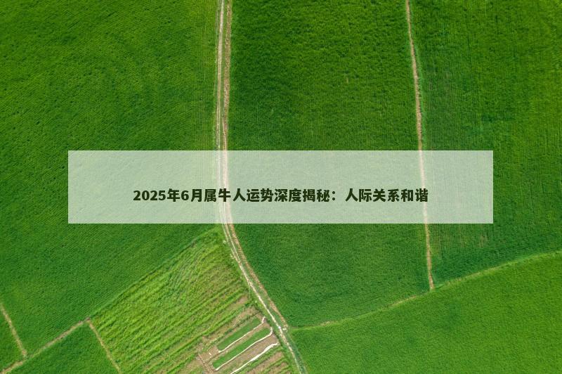 2025年6月属牛人运势深度揭秘:人际关系和谐 2025年6月属牛人运势深度揭秘:人际关系和谐