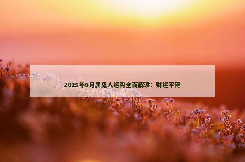 2025年6月属兔人运势全面解读:财运平稳 2025年6月属兔人运势全面解读:财运平稳