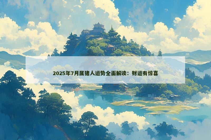 2025年7月属猪人运势全面解读:财运有惊喜 2025年7月属猪人运势全面解读:财运有惊喜