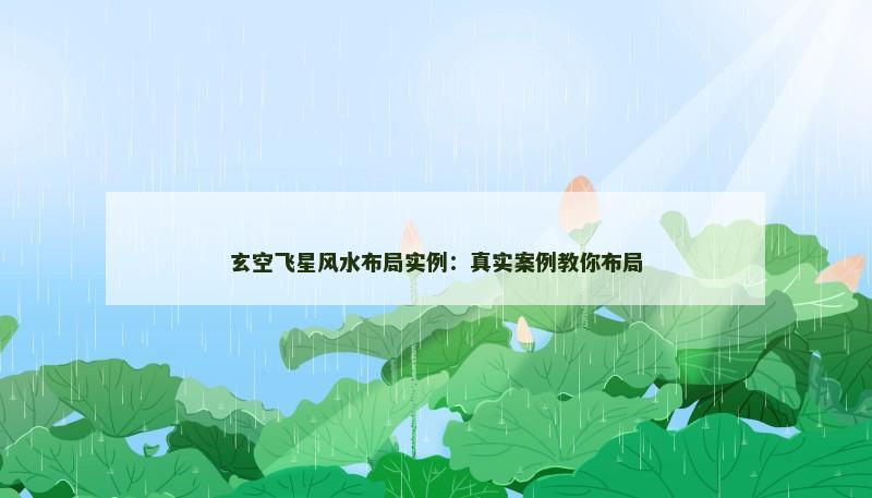 玄空飞星风水布局实例:真实案例教你布局 玄空飞星风水布局实例:真实案例教你布局