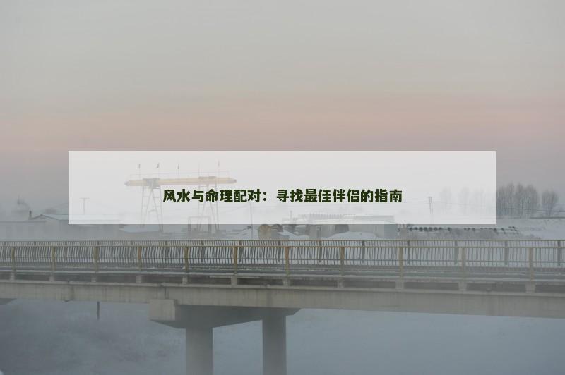 风水与命理配对:寻找最佳伴侣的指南 风水与命理配对:寻找最佳伴侣的指南