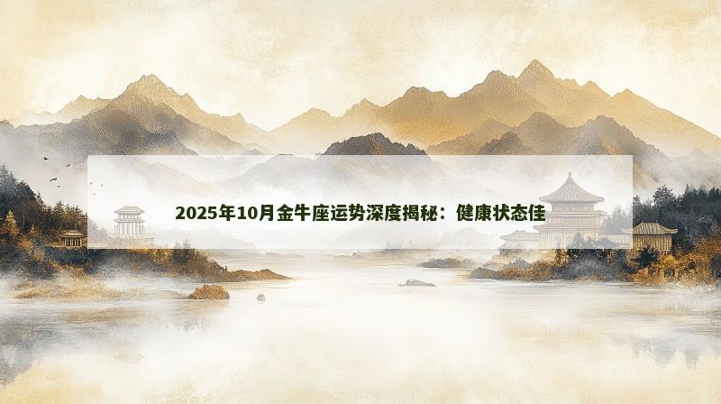2025年10月金牛座运势深度揭秘:健康状态佳 2025年10月金牛座运势深度揭秘:健康状态佳