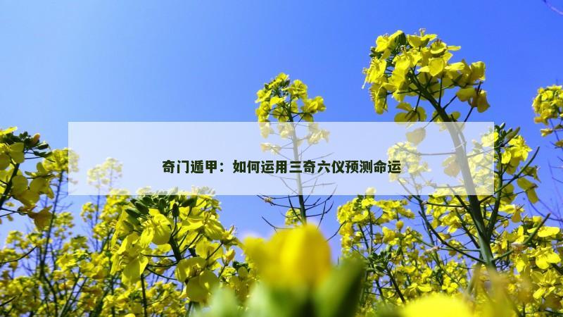 奇门遁甲:如何运用三奇六仪预测命运 奇门遁甲:如何运用三奇六仪预测命运