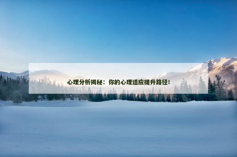 心理分析揭秘:你的心理适应提升路径! 心理分析揭秘:你的心理适应提升路径!