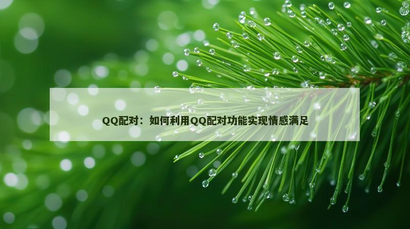 QQ配对：如何利用QQ配对功能实现情感满足