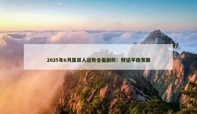 2025年6月属鼠人运势全面剖析：财运平稳发展