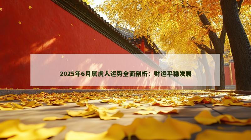 2025年6月属虎人运势全面剖析：财运平稳发展