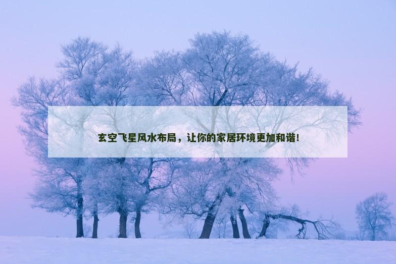 玄空飞星风水布局,让你的家居环境更加和谐! 玄空飞星风水布局,让你的家居环境更加和谐!