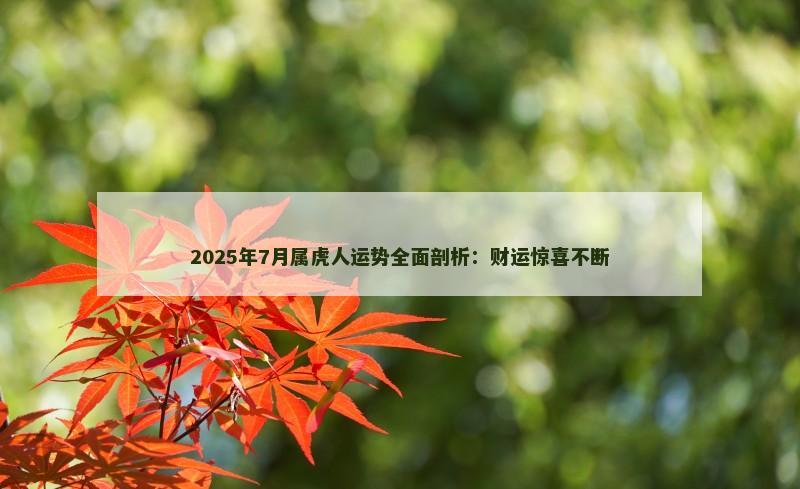 2025年7月属虎人运势全面剖析：财运惊喜不断