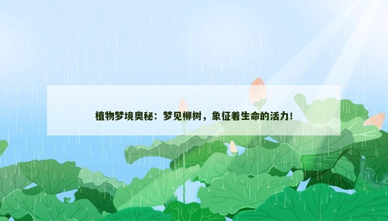 植物梦境奥秘:梦见柳树,象征着生命的活力! 植物梦境奥秘:梦见柳树,象征着生命的活力!