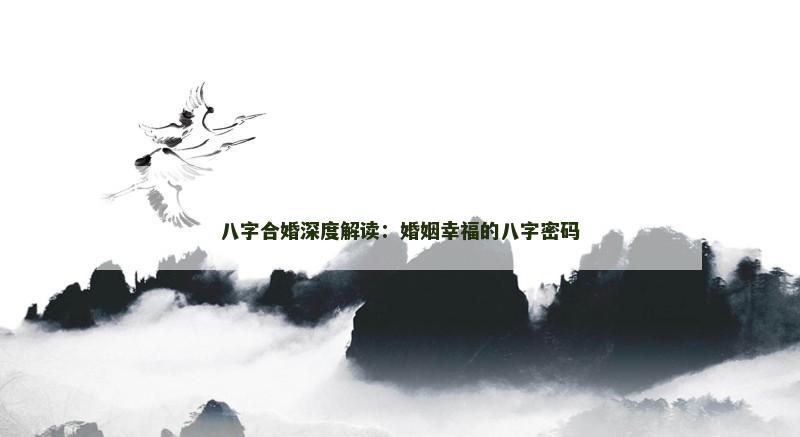 八字合婚深度解读:婚姻幸福的八字密码 八字合婚深度解读:婚姻幸福的八字密码