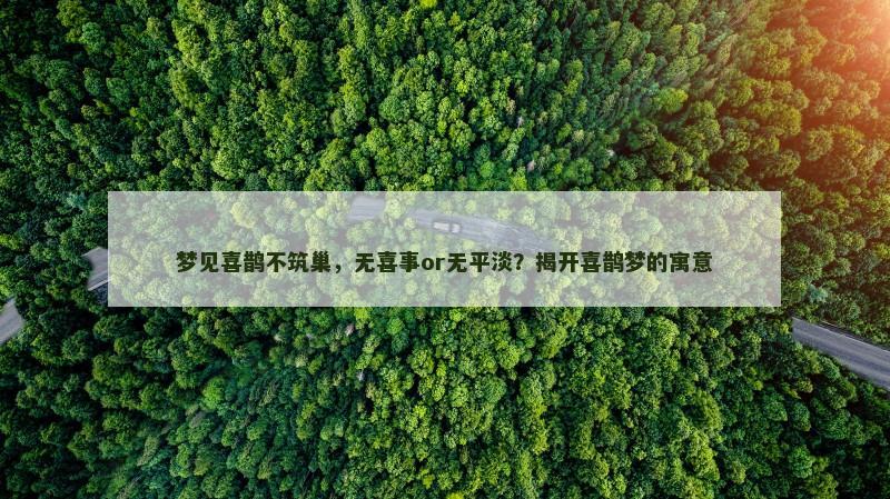 梦见喜鹊不筑巢,无喜事or无平淡?揭开喜鹊梦的寓意 梦见喜鹊不筑巢,无喜事or无平淡?揭开喜鹊梦的寓意