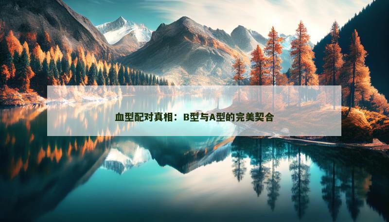 血型配对真相:B型与A型的完美契合 血型配对真相:B型与A型的完美契合