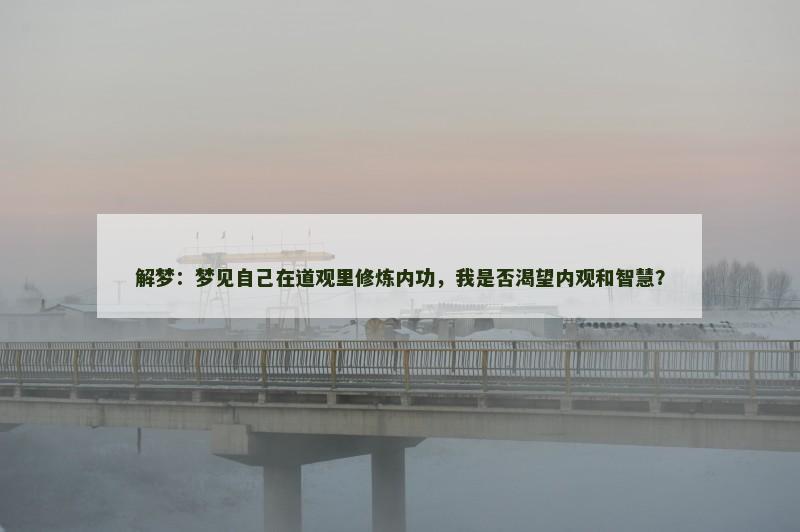 解梦:梦见自己在道观里修炼内功,我是否渴望内观和智慧? 解梦:梦见自己在道观里修炼内功,我是否渴望内观和智慧?