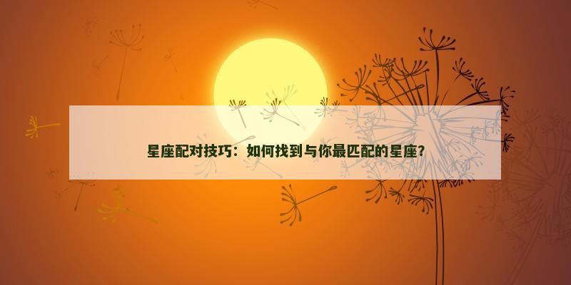 星座配对技巧:如何找到与你最匹配的星座? 星座配对技巧:如何找到与你最匹配的星座?