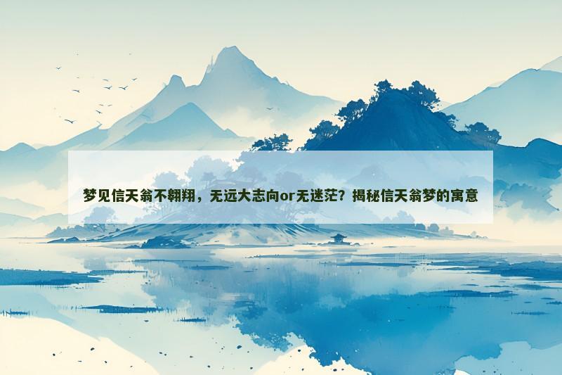 梦见信天翁不翱翔,无远大志向or无迷茫?揭秘信天翁梦的寓意 梦见信天翁不翱翔,无远大志向or无迷茫?揭秘信天翁梦的寓意