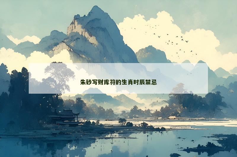 朱砂写财库符的生肖时辰禁忌 朱砂写财库符的生肖时辰禁忌