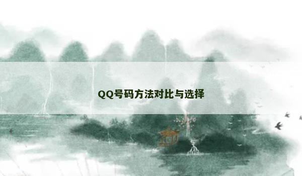 QQ号码方法对比与选择